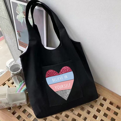 Ženske torbe za kupovinu Ležerna platnena torba za prsluk za putovanje na posao i posao Torba za odmor Od pamučne tkanine Ručne torbe za trgovinu namirnicama Tote Book Školska torba