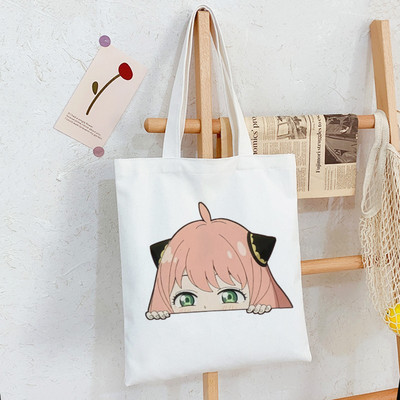 Anya Smug Kawaii Funny Black Simple Women Package Canvas Bag Ръчни чанти Японско аниме Spy X Семейни чанти през рамо Ежедневно пазаруване