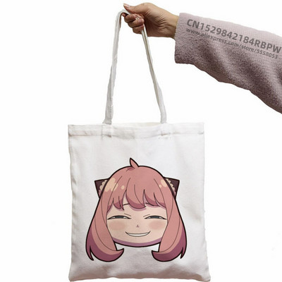 Anya Smug Kawaii Funny Black Simple Women Package Platnena torba Ručne torbice Japanese Anime Spy X Family Torbe na rame Ležerna kupnja