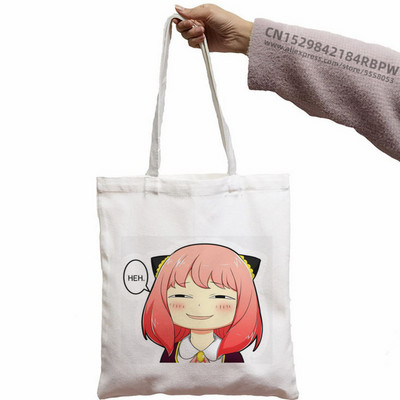 Anya Smug Kawaii Funny Black Simple Women Package Platnena torba Ručne torbice Japanese Anime Spy X Family Torbe na rame Ležerna kupnja