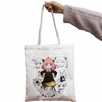 Anya Smug Kawaii Funny Black Simple Women Package Platnena torba Ručne torbice Japanese Anime Spy X Family Torbe na rame Ležerna kupnja