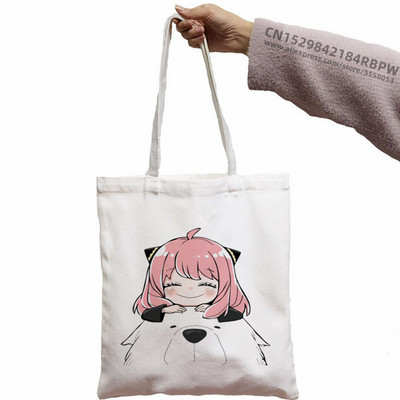 Anya Smug Kawaii Funny Black Simple Women Package Platnena torba Ručne torbice Japanese Anime Spy X Family Torbe na rame Ležerna kupnja