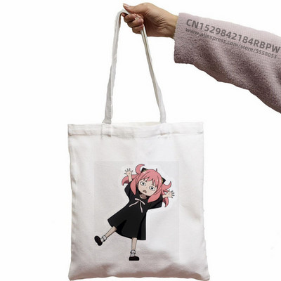 Anya Smug Kawaii Funny Black Simple Women Package Platnena torba Ručne torbice Japanese Anime Spy X Family Torbe na rame Ležerna kupnja