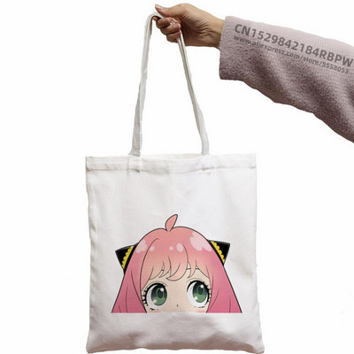 Anya Smug Kawaii Funny Black Simple Women Package Platnena torba Ručne torbice Japanese Anime Spy X Family Torbe na rame Ležerna kupnja