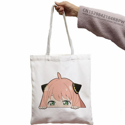 Anya Smug Kawaii Funny Black Simple Women Package Platnena torba Ručne torbice Japanese Anime Spy X Family Torbe na rame Ležerna kupnja