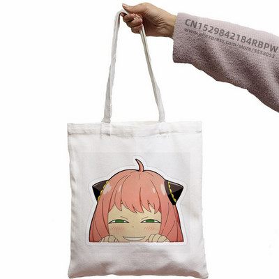 Anya Smug Kawaii Funny Black Simple Women Package Platnena torba Ručne torbice Japanese Anime Spy X Family Torbe na rame Ležerna kupnja