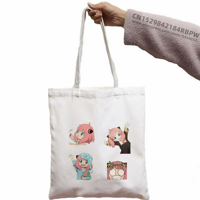 Anya Smug Kawaii Funny Black Simple Women Package Platnena torba Ručne torbice Japanese Anime Spy X Family Torbe na rame Ležerna kupnja