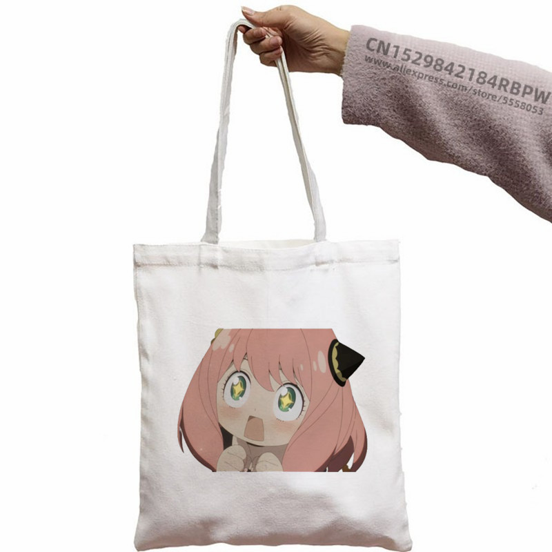 Anya Smug Kawaii Funny Black Simple Women Package Platnena torba Ručne torbice Japanese Anime Spy X Family Torbe na rame Ležerna kupnja