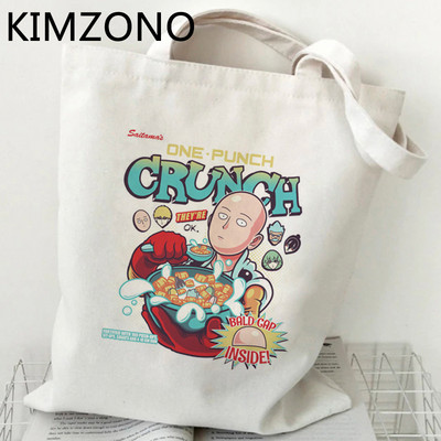 One Punch Man Mob Psycho 100 Anime τσάντα για ψώνια βαμβακερή τσάντα γιούτας shopper επαναχρησιμοποιήσιμη τσάντα ανακύκλωσης ύφασμα επαναχρησιμοποιούμενη σακούλα