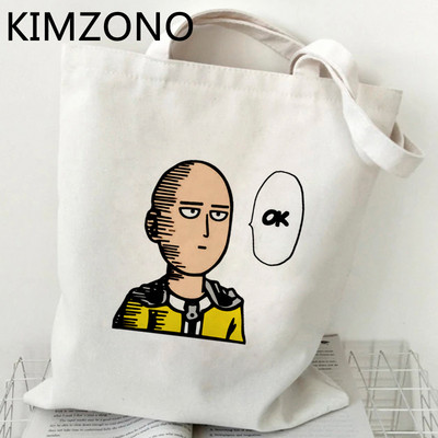 One Punch Man Mob Psycho 100 Anime τσάντα για ψώνια βαμβακερή τσάντα γιούτας shopper επαναχρησιμοποιήσιμη τσάντα ανακύκλωσης ύφασμα επαναχρησιμοποιούμενη σακούλα