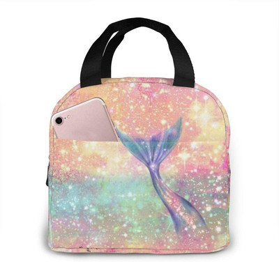 Glitter Pink Mermaid τσάντα μεσημεριανού γεύματος για γυναίκες κορίτσια Παιδική μονωμένη θήκη για πικνίκ Θερμικό ψυγείο Tote Bento Meal Prep Cute Lunch Box