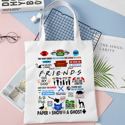 Friends Tv Pattern Print Torba Tote Bag Torba na rame Cartoon Harajuku platnene torbe velikog kapaciteta Studentska torba Bolsas