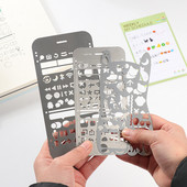 Višenamjensko šuplje ravnalo od nehrđajućeg čelika mačka Šablone za crtanje geometrijskih figura Metalno ravnalo Diy Alat Predložak dnevnika