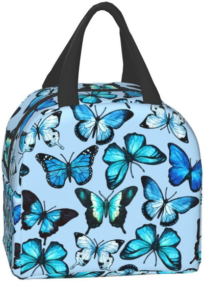 Torba za ručak s plavim leptirom, višekratna kutija za ručak, vodootporna ženska torba za ručak za uredski rad, škola, piknik, plaža