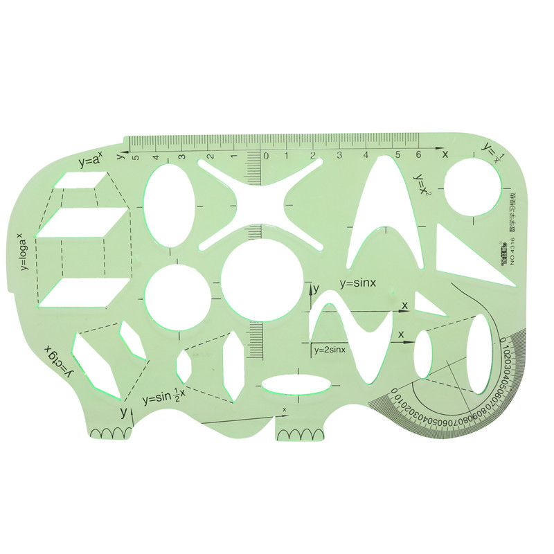 Plastično ravnalo više oblika Predložak za crtanje Ovalni geometrijski predložak Ravnalo s uzorkom krivulje Uredski pribor