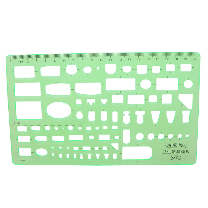 Plastično ravnalo više oblika Predložak za crtanje Ovalni geometrijski predložak Ravnalo s uzorkom krivulje Uredski pribor