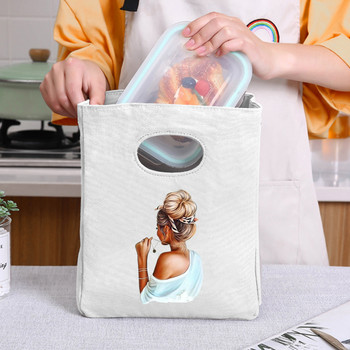 Fashion Girl Lunch Bag μονωμένο καμβά κουτί γεύματος PicnicTote Τσάντα Φορητή μονωμένη μικρή συσκευασία δείπνου Τσάντα αποθήκευσης τροφίμων