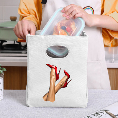 Geantă de prânz pentru fete de modă, cutie de prânz din pânză, geantă de picnic, geantă portabilă izolată, container mic pentru cină, geantă de depozitare a alimentelor