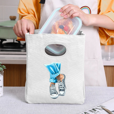 Geantă de prânz pentru fete de modă, cutie de prânz din pânză, geantă de picnic, geantă portabilă izolată, container mic pentru cină, geantă de depozitare a alimentelor