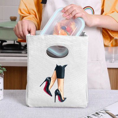 Geantă de prânz pentru fete de modă, cutie de prânz din pânză, geantă de picnic, geantă portabilă izolată, container mic pentru cină, geantă de depozitare a alimentelor