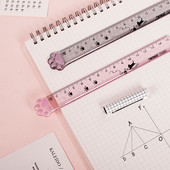 Roztomilé plastové rovné pravítka s mačacími labkami, pravítka Kawaii pre mačiatka, zábavný darček pre kreslenie, kórejský úrad, škola, meranie, kreslenie, cena pre študentov