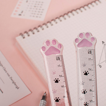 Χαριτωμένο πόδι γάτας Πλαστικά ίσια χάρακες Kawaii Kitty χάρακες Αστείο δώρο ζωγραφικής Κορεατικό σχολείο γραφείου Μέτρηση ζωγραφικής Βραβείο μαθητή