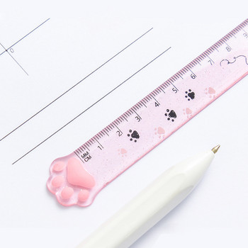 Сладка котешка лапа Пластмасови прави линийки Kawaii Kitty Rulers Забавна рисунка Подарък Корейски офис Училище Измерване на рисунка Студентска награда