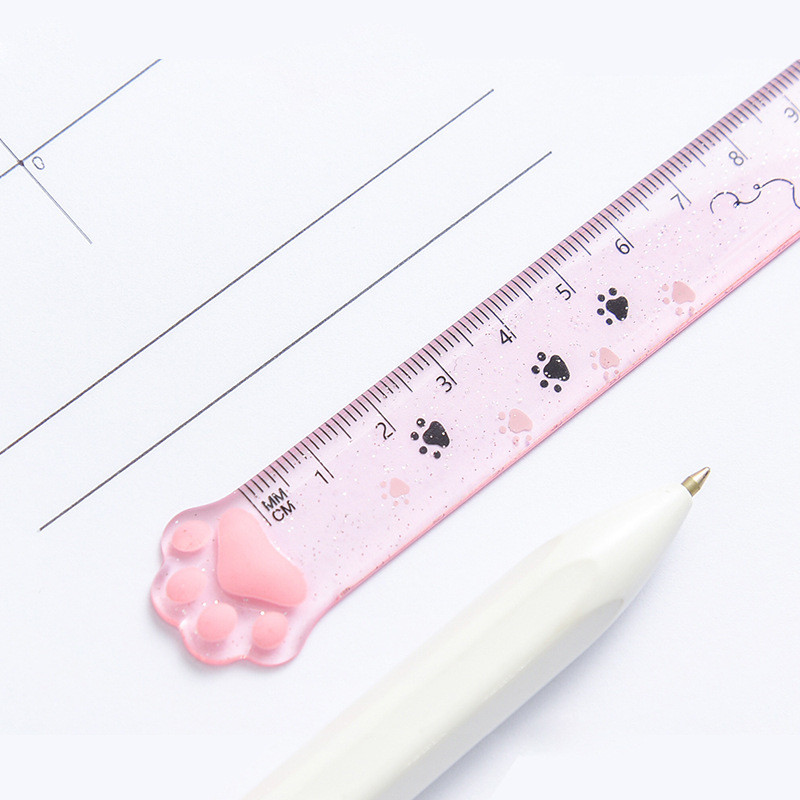 Roztomilé plastové rovné pravítka s mačacími labkami, pravítka Kawaii pre mačiatka, zábavný darček pre kreslenie, kórejský úrad, škola, meranie, kreslenie, cena pre študentov