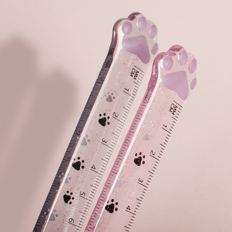 Roztomilé plastové rovné pravítka s mačacími labkami, pravítka Kawaii pre mačiatka, zábavný darček pre kreslenie, kórejský úrad, škola, meranie, kreslenie, cena pre študentov