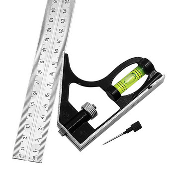 300 мм Опитайте квадратен комплект Прецизна комбинация от инструменти за измерване от неръждаема стомана Квадратна работилница под прав ъгъл Дърводелски ъглов нивелир Линийка