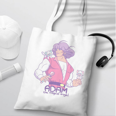 Japoniški anime kreminiai mami pirkinių krepšiai moterims, drobiniai, sulankstomi pirkinių krepšiai.