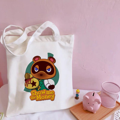 Animal Crossing Slatke platnene torbe na rame Harajuku Messenger ženske torbe velikog kapaciteta Kawaii torbe Smiješna torba za kupnju sa crtanim printom
