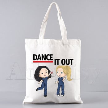 Τσάντα αγορών Greys Anatomy Bolsas De Tela Grocery Shopper Shopping Τσάντα από γιούτα Βαμβακερή τσάντα από γιούτα Sacola Reciclaje