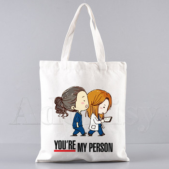 Τσάντα αγορών Greys Anatomy Bolsas De Tela Grocery Shopper Shopping Τσάντα από γιούτα Βαμβακερή τσάντα από γιούτα Sacola Reciclaje