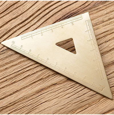 Vintažinė žalvario tiesi liniuotė mokiniams Kūrybiška metalinė trikampė liniuotė, lygintuvas Raštinės reikmenys Matavimo įrankis Mokykliniai reikmenys Nauja