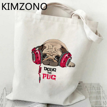 Pug τσάντα για ψώνια tote παντοπωλείο ψώνια bolsas de tela shopper καμβά τσάντα sac cabas δίχτυ ecobag υφασμένα cabas