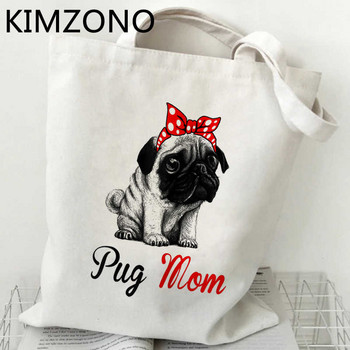 Pug τσάντα για ψώνια tote παντοπωλείο ψώνια bolsas de tela shopper καμβά τσάντα sac cabas δίχτυ ecobag υφασμένα cabas