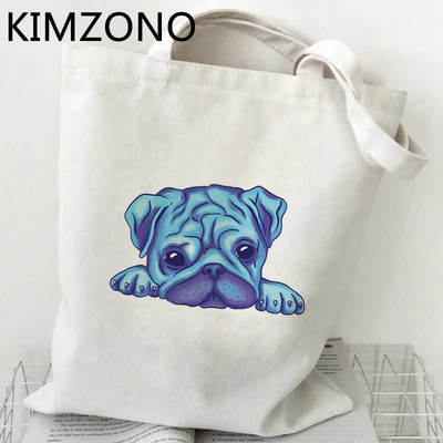 Mopsas pirkinių krepšys krepšys bakalėjos parduotuvės bolsas de tela pirkėjo drobinis krepšys dėklas tinklelis ekomaišas austas kabinas