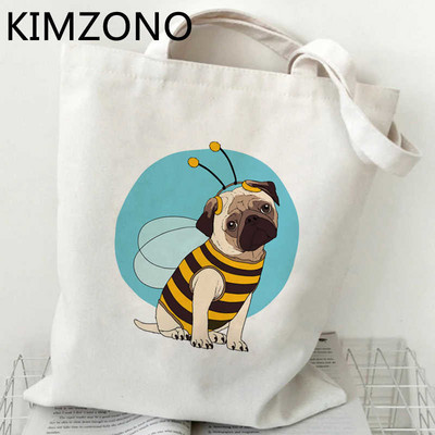 Mopsas pirkinių krepšys krepšys bakalėjos parduotuvės bolsas de tela pirkėjo drobinis krepšys dėklas tinklelis ekomaišas austas kabinas