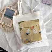 Geantă de tote din pânză Geantă pentru cumpărături Geantă de mână cu animale broaște 2021, la modă, ocazional, de capacitate mare, drăguț, cu imprimare a scrisori din desene animate.