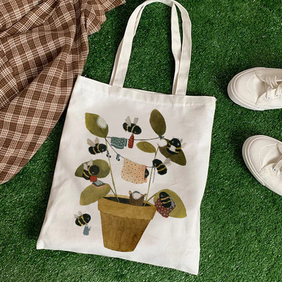 Geantă de tote din pânză Geantă pentru cumpărături Geantă de mână cu animale broaște 2021, la modă, ocazional, de capacitate mare, drăguț, cu imprimare a scrisori din desene animate.