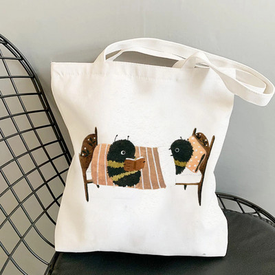 Geantă de tote din pânză Geantă pentru cumpărături Geantă de mână cu animale broaște 2021, la modă, ocazional, de capacitate mare, drăguț, cu imprimare a scrisori din desene animate.
