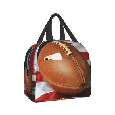 Nogomet protiv američke zastave, torba za ručak, izolirana kutija za ručak, mekana rashladna torba za djecu, odrasle muškarce, žene
