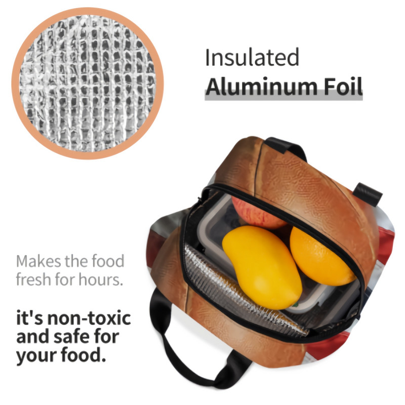 Nogomet protiv američke zastave, torba za ručak, izolirana kutija za ručak, mekana rashladna torba za djecu, odrasle muškarce, žene