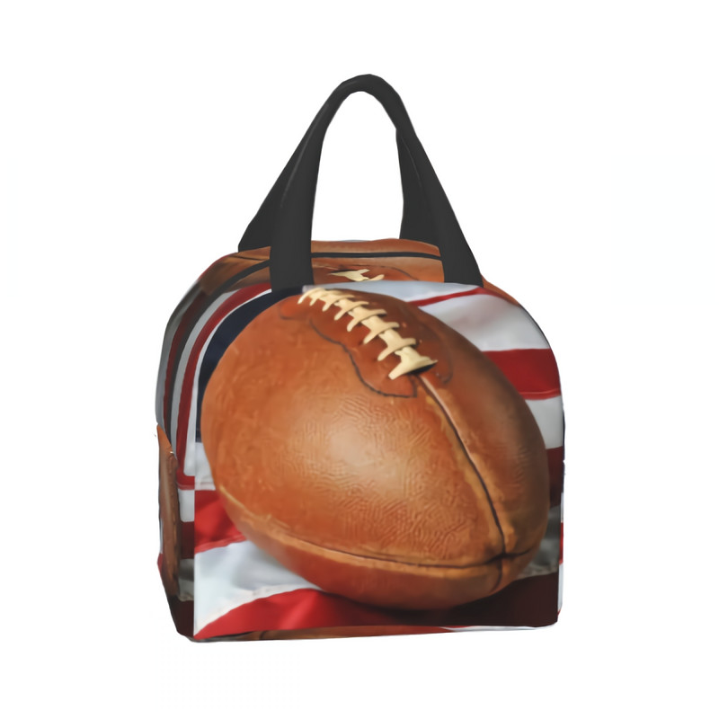 Nogomet protiv američke zastave, torba za ručak, izolirana kutija za ručak, mekana rashladna torba za djecu, odrasle muškarce, žene
