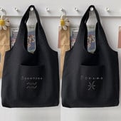 Animacinis filmas Paprastas juodas pečių krepšys Moteriškas krepšys Rankinė Kasdienis žvaigždyno raštų spausdinimas Didelės talpos krepšys Minkštas važinėjantis į darbą