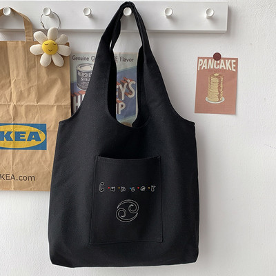 Animacinis filmas Paprastas juodas pečių krepšys Moteriškas krepšys Rankinė Kasdienis žvaigždyno raštų spausdinimas Didelės talpos krepšys Minkštas važinėjantis į darbą