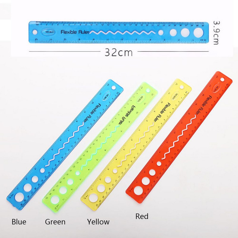 30 cm minkšta liniuotė, sulankstoma skaidri matavimo liniuotė Kūrybinės raštinės reikmenys studentų biuro reikmenys, daugiafunkciniai „pasidaryk pats“ piešimo įrankiai
