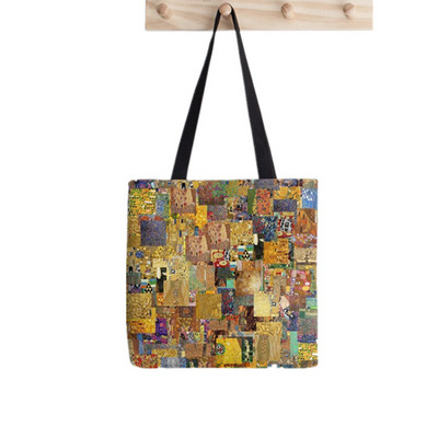 2021. Shopper Gustav Klimt The kiss printed Tote Bag žene Harajuku shopper torbica djevojka Torba za kupovinu na rame Ženska platnena torba