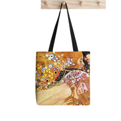 2021. Shopper Gustav Klimt The kiss printed Tote Bag žene Harajuku shopper torbica djevojka Torba za kupovinu na rame Ženska platnena torba